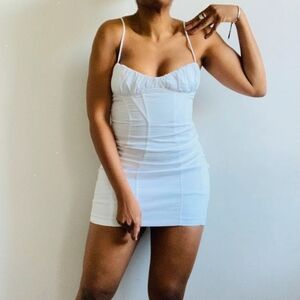 Zara white fitted stretchy poplin mini dress